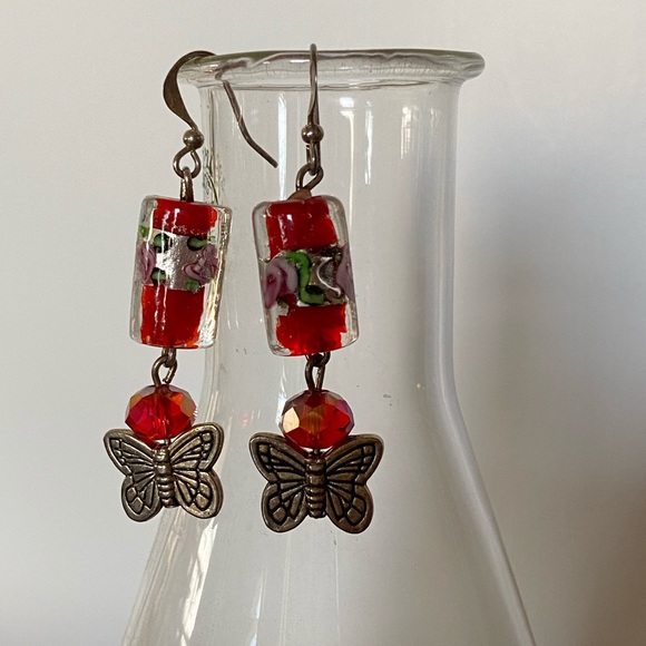 Red Butterfly Fashion Earrings - Picture 2 of 2